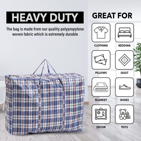 Buy Laundry bags with Zip & Handle, 3 Pack Heavy Duty Reusable Storage Bag  for Clothes Moving House Grocery Shopping Bag (Large - 86 x 73 x 35 cm)  Online - Shop