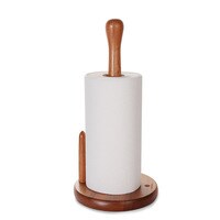 Generic-Wooden Vertical Stand Roll Paper Stand Holder Kitchen Paper Towel Toilet Tissue Holder Household Kitchen Tool