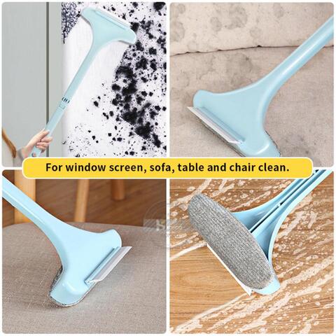 Aiwanto 1 Pc Long Handle And Hard Bristles Brush &amp; 1 Pc 2 in 1Glass Sponge Cleaning Brush Bathroom Cleaning Accessories