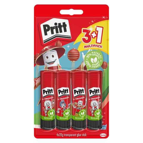 Pritt Glue Stick Safe &amp; Child-Friendly Craft Glue For Arts &amp; Crafts Activities Strong-Hold Adhesive For School &amp; Office Supplies 3X22G Transparent Pritt Stick + 1X22g For Free