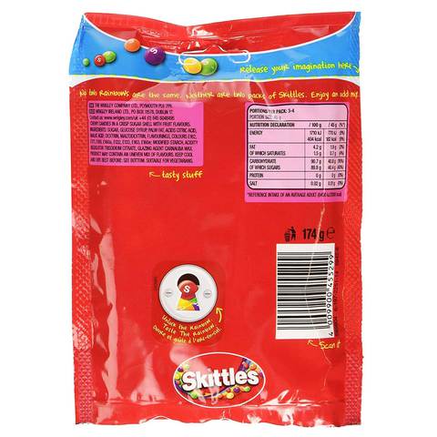 Skittles Candy Coated Chewy Lens Fruit, Pouch, 174g
