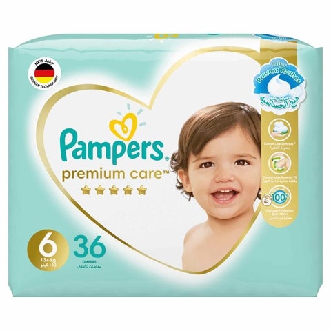 Pampers Premium Care Taped Diapers, Size 6, 13+kg, Jumbo Pack, 36 Diapers&nbsp;