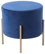 Buy LANNY Velvet Footrest Stool Ottoman Round Modern Upholstered Vanity Footstool Side Table Seat Dressing Chair with Golden Metal Leg (blue) in UAE