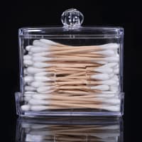 Generic-New Acrylic Cotton Swabs Storage Holder Box Transparent Makeup Case Cosmetic Container