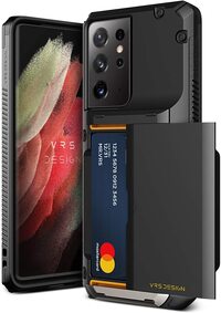VRS Design Damda Glide Pro designed for Samsung Samsung Galaxy S21 ULTRA case cover wallet [Semi Automatic] slider Credit card holder Slot [3-4 cards] - Black