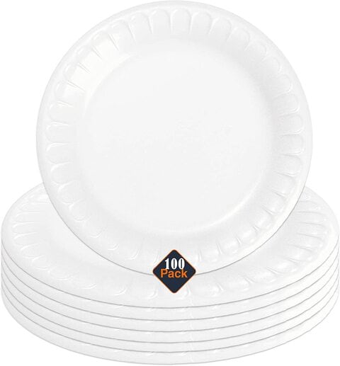 Buy Lavish [50-Unit] Disposable White Foam Plates Size 12 Inch Online -  Shop Home & Garden on Carrefour UAE