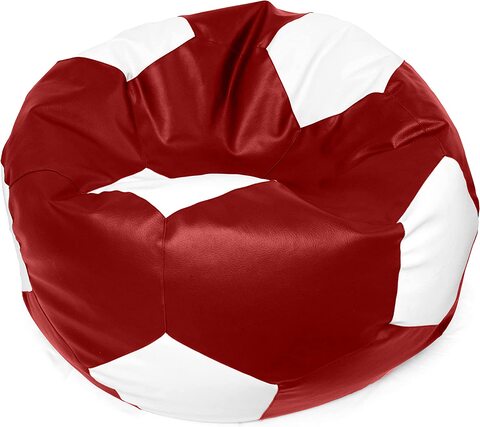 Luxe Decora Football Style Bean Bag With Filling (L, Red &amp; White)