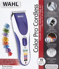 Wahl Color Pro Cordless Hair Clipper Kit, Rechargeable Hair Clipper, 12 Colour Coded Comb Attachments, 60 Minutes Run Time, 09649-1627