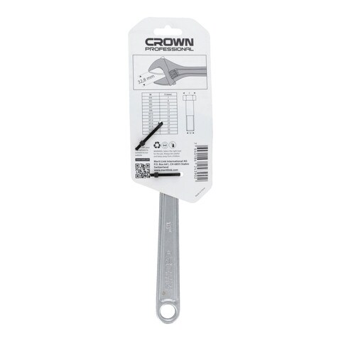 Crown Professional Adjustable Wrench Chrome Platted 250 mm