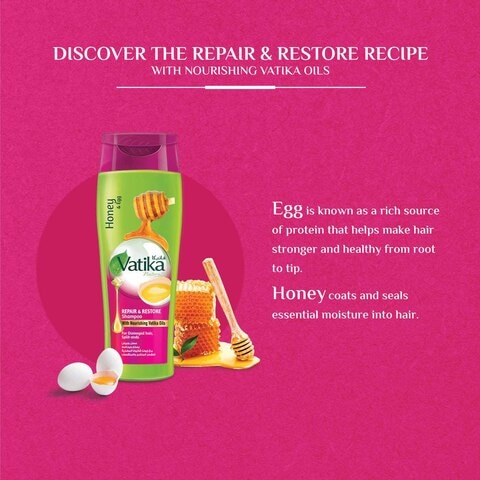 Vatika Naturals Repair and Restore Shampoo  Enriched with Egg and Honey  For Damaged Hair and Splitends  400ml