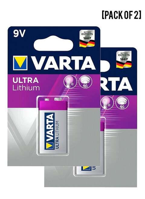 بطاريات Varta Ultra Lithium 9V-Block 6 LR [عبوة من 4]