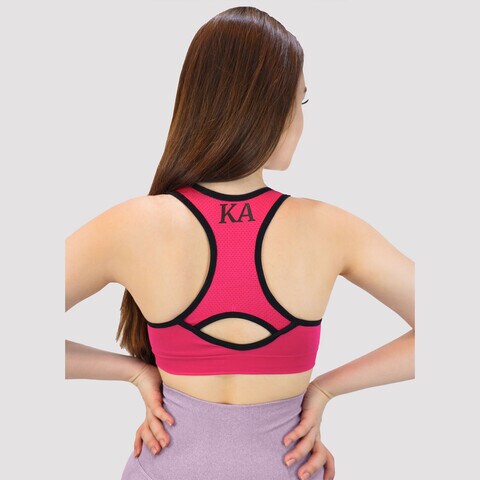 Kidwala Sports Bra, Activewear Round Neck Padded Top Workout Gym Yoga Outfit for Women (Medium, Pink)