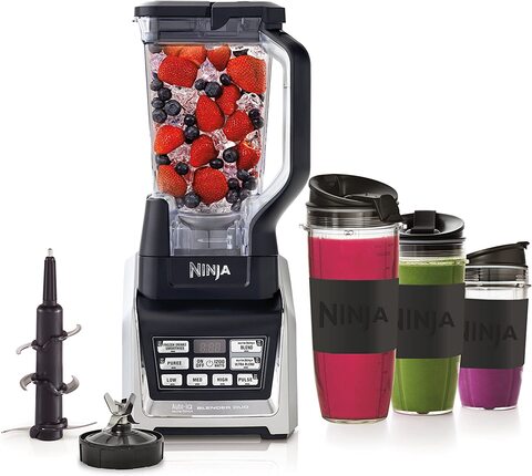 Ninja BL642 Nutri Ninja Personal & Countertop Blender with 1200W Auto-iQ  Base, 72 oz. Pitcher, and 18, 24, & 32 oz. To-Go Cups with Spout Lids, For