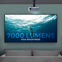 Wownect Android LED Projector [7000 Lumens/Screen Size Upto 300&#39;&#39;]Native Res 1080P FULL HD Android 9.0 TV Download Apps Bluetooth Wifi 4K Projector Home Theater Gaming Video Projectors - White