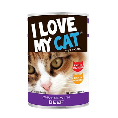 I Love Mycat Beef Chunks Cat Food 400g