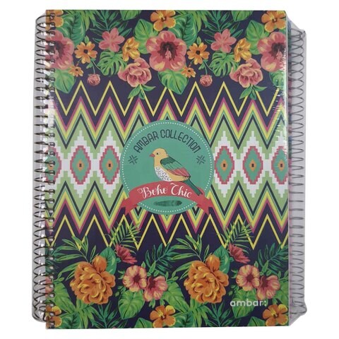 Ambar Boho Chick Printed A4 Spiral Bound Hard Cover Notebook Multicolour Pack of 2
