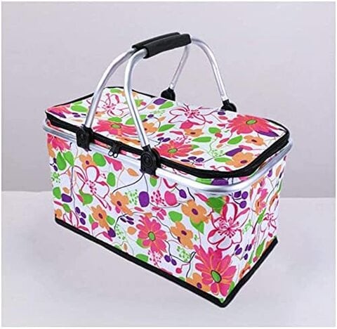 Aiwanto Family Picnic Bag Insulated Carry Basket Folding Flower Design