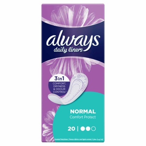 Always Daily Liners Comfort Protect Pantyliners Normal 20 Count