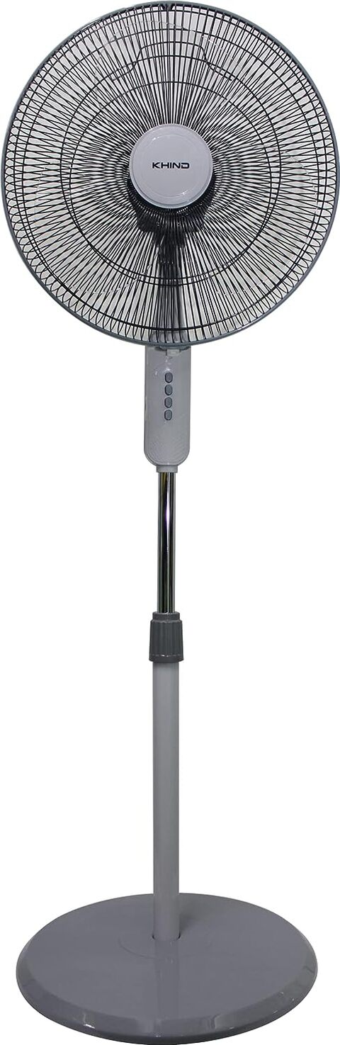 Khind 16 Inch Stand Fan, 3 Leaf AS Blade, 3 Speed Manual Control, Built-In Thermal Fuse, SF1682V2, Winter Grey