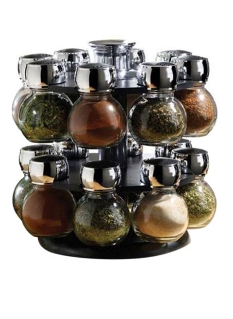 Generic 16-Piece Glass Spice Jar Set With Rack Clear