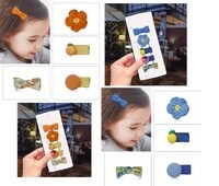 Aiwanto - 2 Set Hair Accessories For Baby Girl Bowknots Beautiful Hair Clips For Baby Girls (Orange &amp; Blue)