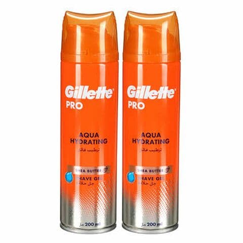 Gillette Aqua Hydrating Shea Butter Shave Gel Orange 200ml Pack of 2