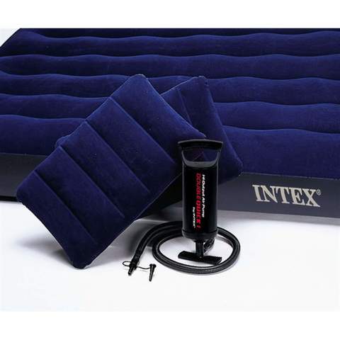 Intex Classic Downy Airbed With Hand Pump And Pillow Blue Queen 4