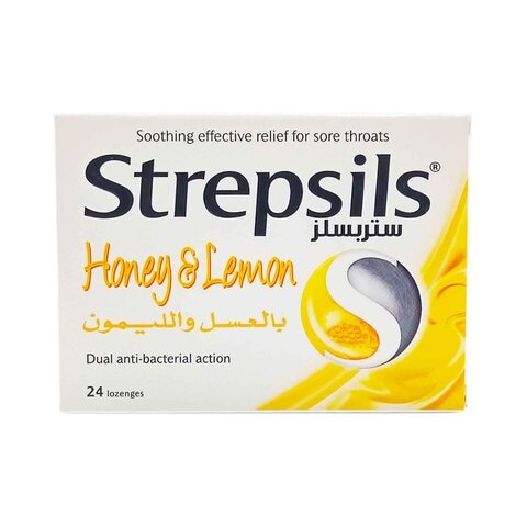 Strepsils Sore Throat Pain Relief Honey And Lemon Lozenges 24 count