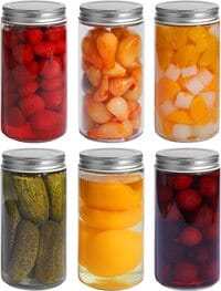 Star Cook Mason Jars with Airtight Metal Regular Lids(16oz/500ml), Sealed Clear Glass Canning Jars with Wide Mouth for Spices, Honey, Pickle, Ideal for Wedding Favors, Baby Shower Favors, Set of 6