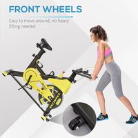 ULTIMAX Stationary Exercise Bike 6kg Flywheel Indoor Gym Office Cycling Cardio Workout Fitness Bike Adjustable Resistance LCD Monitor Pad and Bottle Holder Yellow