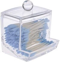 Generic Home Acrylic Cotton Bud Holder Cotton Swabs Storage Box, Clear