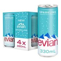 evian Sparkling Carbonated Natural Mineral Water 330ml Pack of 4