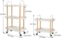 Atraux 3 Tier Rolling Cart, Storage Utility Serving Cart With Lockable Wheels &amp; HAndle (White)