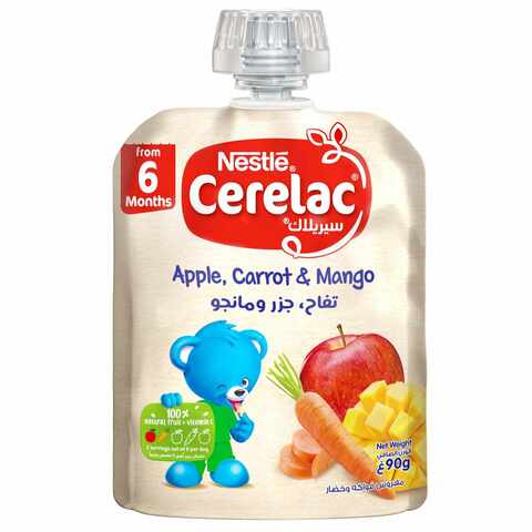 Nestle Cerelac Fruits &amp; Vegetables Puree Pouch Apple Carrot Mango 90g