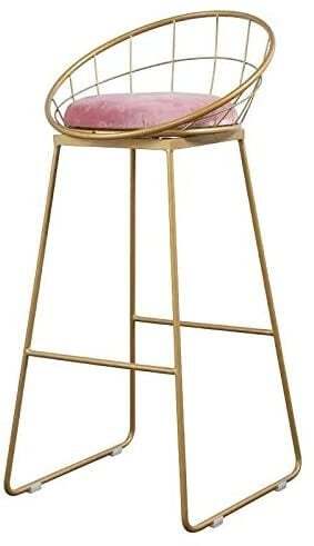 Gold pink metal coffee chair bar chair kitchen restaurant tea chair-44x43x95cm
