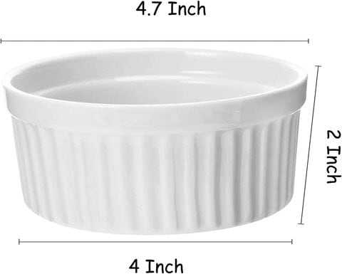 Star Cook 12 Oz Ramekin Bowls,8 PCS Set for Baking and Cooking, Oven Safe Sleek Porcelain White Ramikins for Pudding, Creme Brulee, Custard Cups and Souffle Small instant table tray