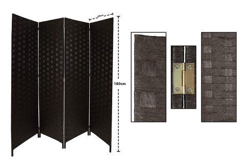 Yatai - Bamboo Wooden Black Room Dividers Folding Privacy Screen 1.8 Metre