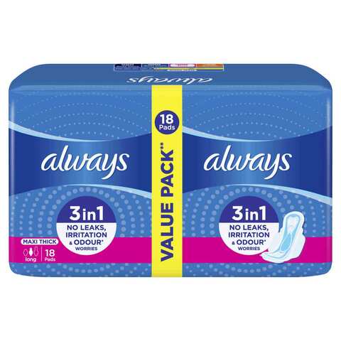 Always Women Pads Maxi Thick Long Sanitary With Wings 18 Pads&nbsp;