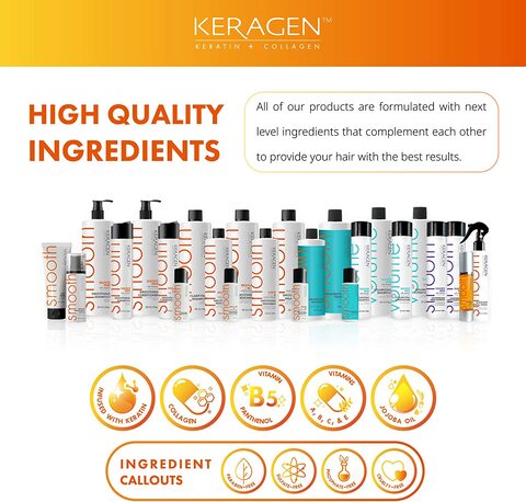 Keragen Keratin + Collagen Smooth Hair Mask, 8OZ (240ml)