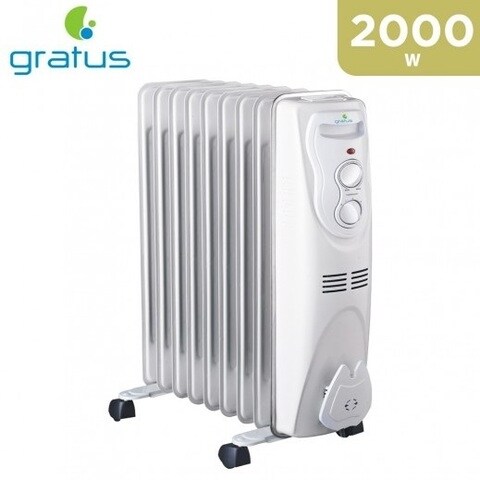 Buy GRATUS OIL HEATER 9 FINS 2000W - WHITE Online - Shop Electronics u0026  Appliances on Carrefour UAE