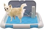 اشتري Gluckluz Dog Potty Training Indoor Tray Pad Pet Toilet Restroom for Puppy Small Medium Large Dogs with Protection Wall and Simulation Pillar for No Leak (Blue) في الامارات