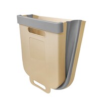 Aiwanto Trash Can Dust Bin Folding Trash Can for Kitchen Garbage Box Cabinet Door Small Garbage Can Plastic Bag Holder Hanging Waste Basket (Brown)