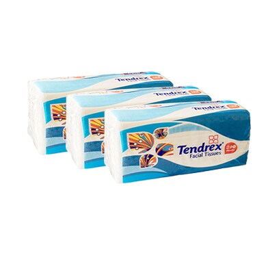 Tendrex Facial Tissues 300 Count x Pack of 3