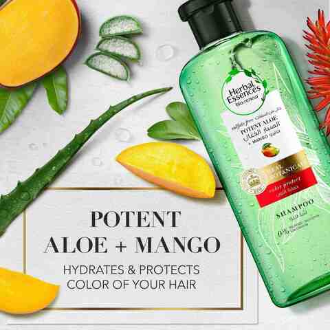 Herbal Essences Color Protect Sulfate Free Potent Aloe Vera Mango Natural Shampoo for Dry Hair 400ml