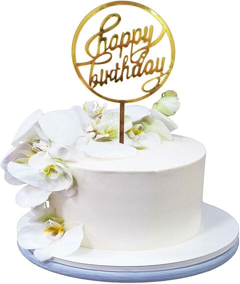 Buy Party Time Round Shape Cursive Happy Birthday Acrylic Golden Color Happy  Birthday Cake Topper for Birthday Decoration/Happy Birthday Cake Decoration  Item - Cake Topper Online - Shop Home & Garden on