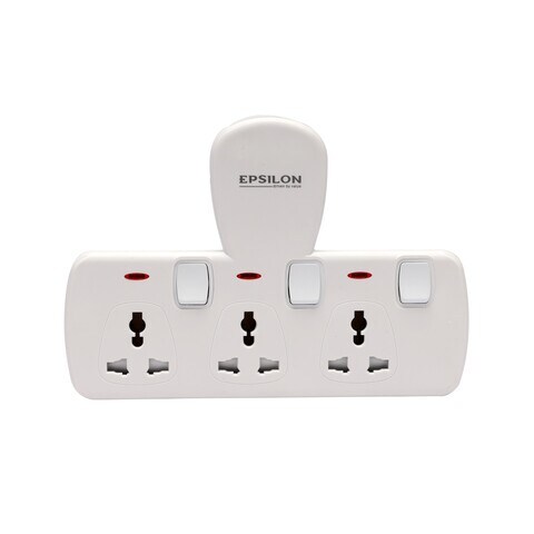 3-way universal T socket with Individual Switches