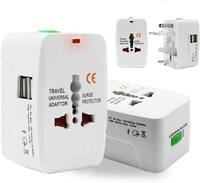 Universal Adapter Worldwide Travel Adapter with Built in Dual USB Charger Ports (White)