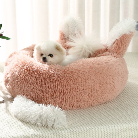 Buy Cat & Dog Pet Bed With Cute Design And Shape Comfortable Plush Ultra  Soft Cushion Self Warming Pet Bed Made With Fleece Faux Fux With Waterproof  Bottom (Diamater 50CM) Online -