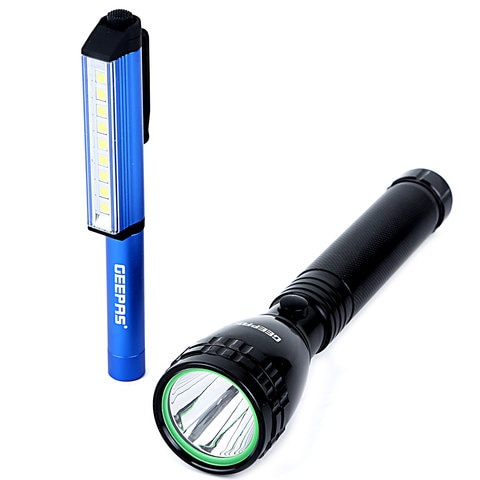 Geepas Gfl4647 Rechargeable Led Flashlight, Set Of 2