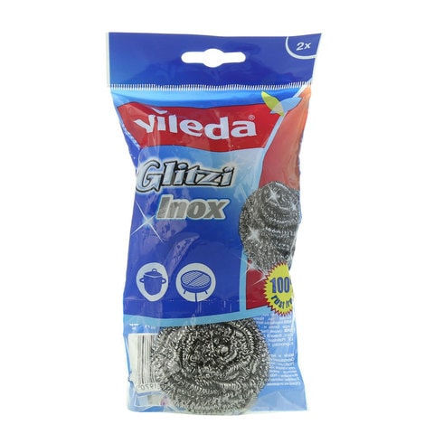 Vileda inox dish washing metallic staineless steel spiral scourer 2 pieces